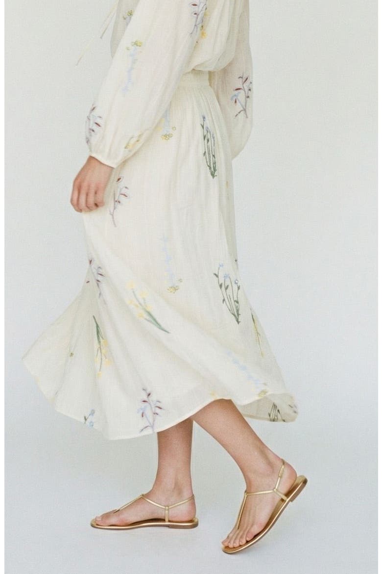 Lina Embroidered Midi Skirt, Alternate, color, SNOW WHITE DETAILCOLORFUL EMB