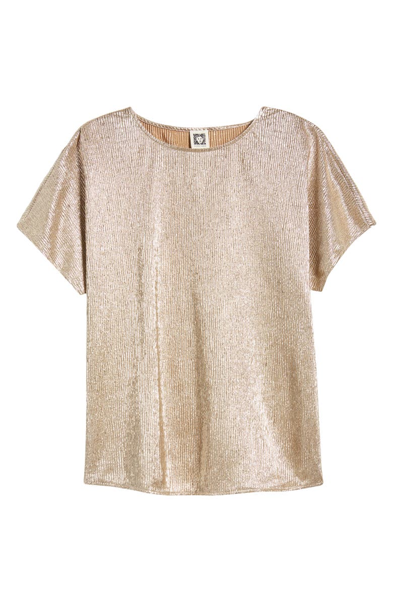 Anne Klein Metallic Short Sleeve Woven Shirt, Alternate, color, 