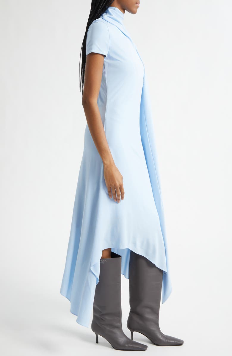 Acne Studios Duny Asymmetric Crepe Midi Dress, Alternate, color, Light Blue