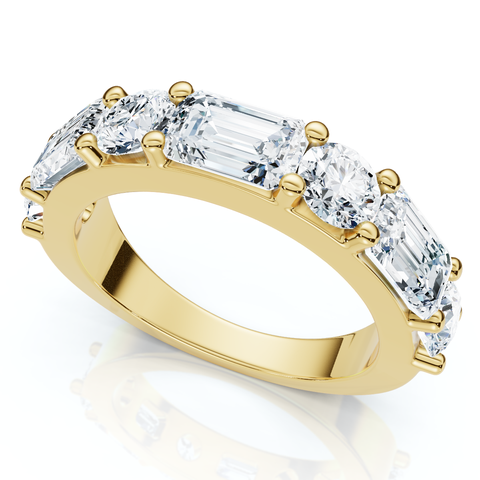 2.30Ct Emerald & Round Diamond Wedding Ring 14k Gold or Platinum Lab Grown