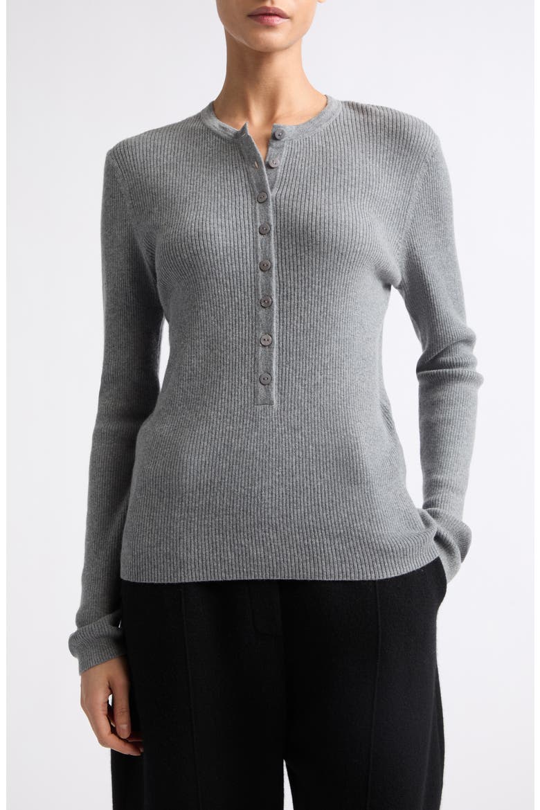 Airi Cotton & Cashmere Ribbed Henley, Main, color, DEEP CLOUD