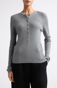 Lisa Yang Airi Cotton & Cashmere Ribbed Henley