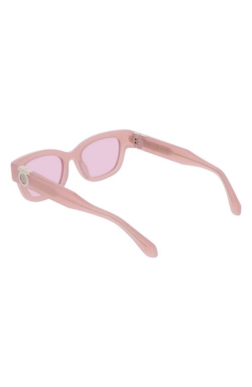 Ferragamo Gancino Rectangle Acetate Sunglasses In Opaline Rose