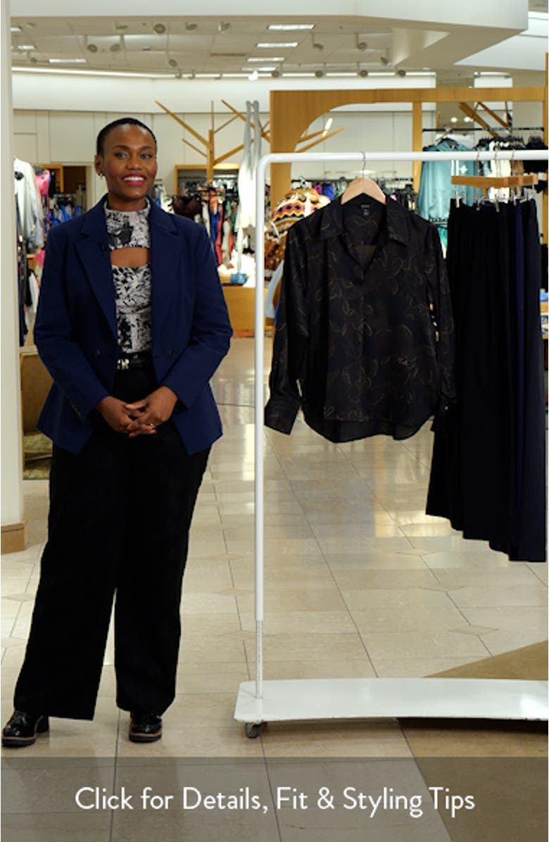 Floral Collared Charmeuse Popover Top, sales video thumbnail