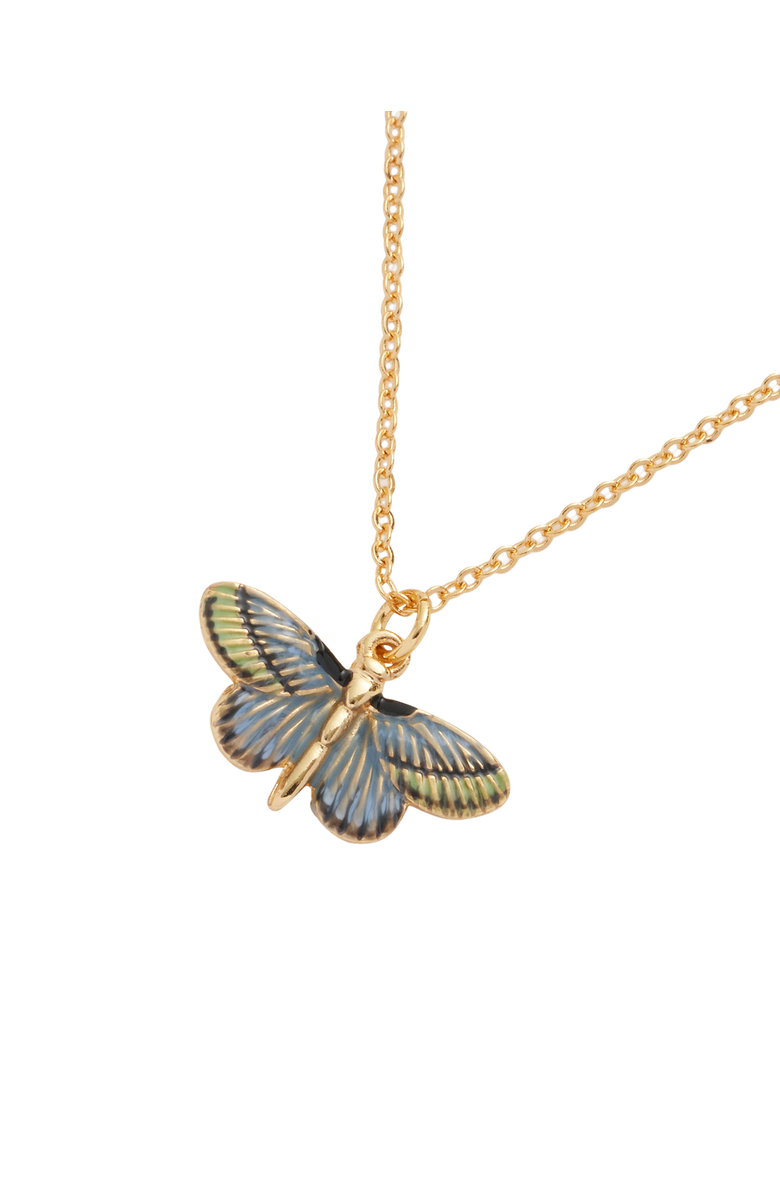 Fable England Deco Butterfly Blue Necklace, Main, color, Multi & Gold