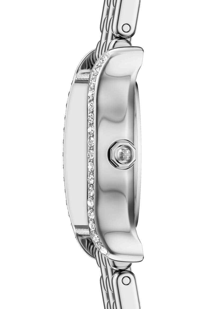 The Eleanor Curve Pavé Bracelet Watch, 19.7mm x 26mm, Alternate, color, SILVER PAVE