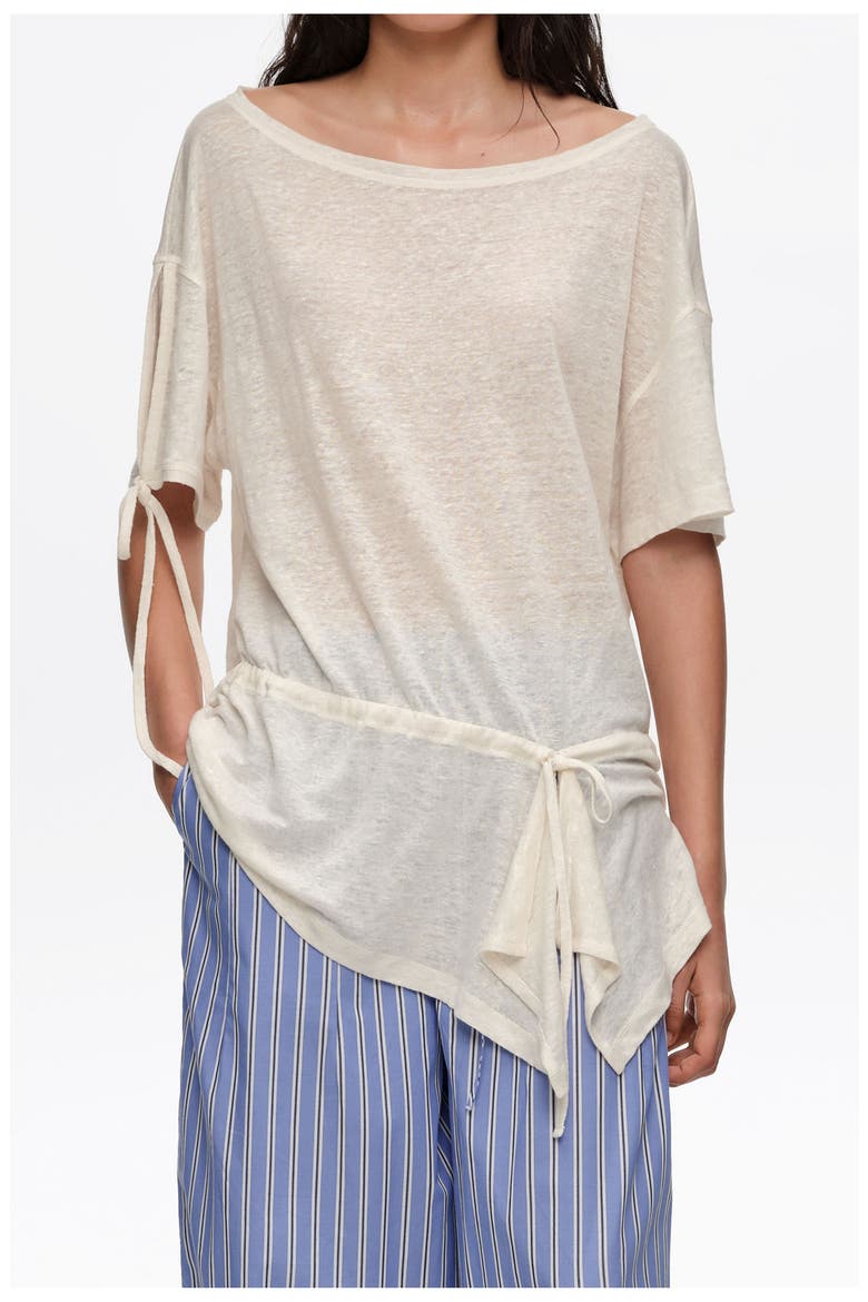 Linen T-Shirt With Adjustable Waist, Main, color, IVORY