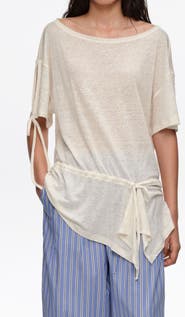Bimba y Lola Linen T-Shirt With Adjustable Waist