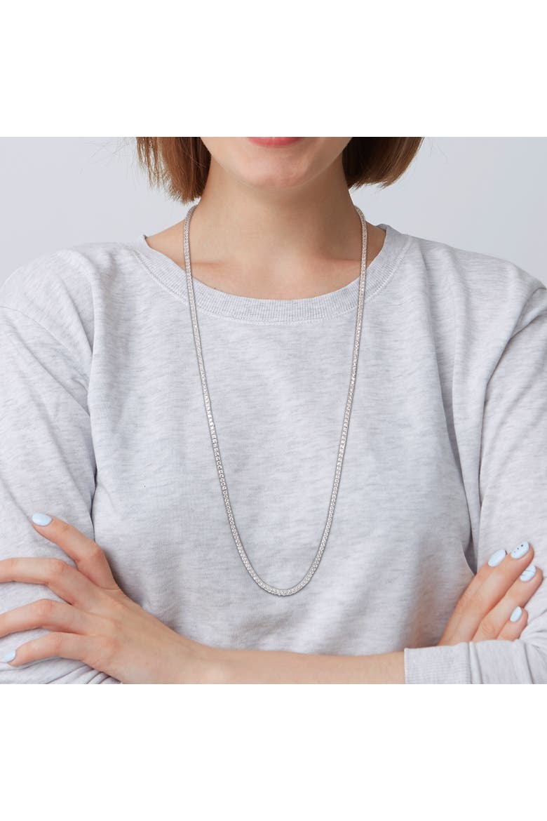 White Cubic Zirconia Tennis Necklace, Alternate, color, Sterling Silver