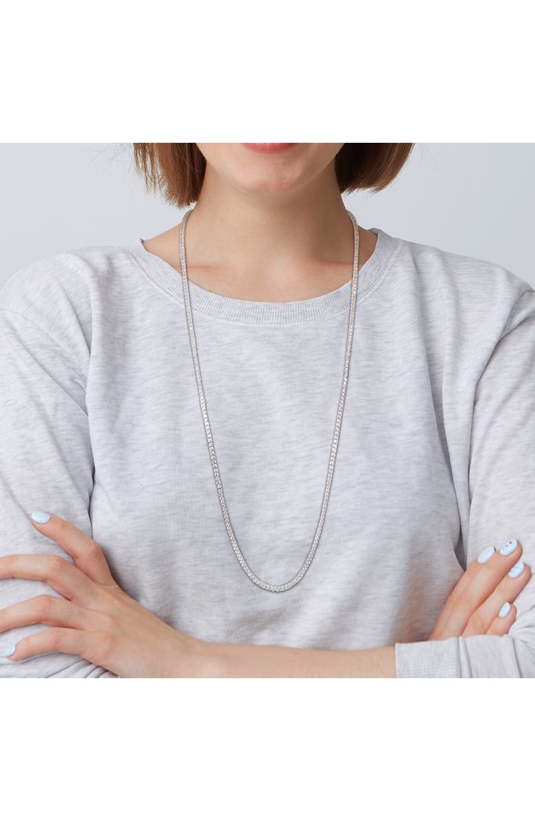 Julianna B. White Cubic Zirconia Tennis Necklace, Alternate, color, Sterling Silver