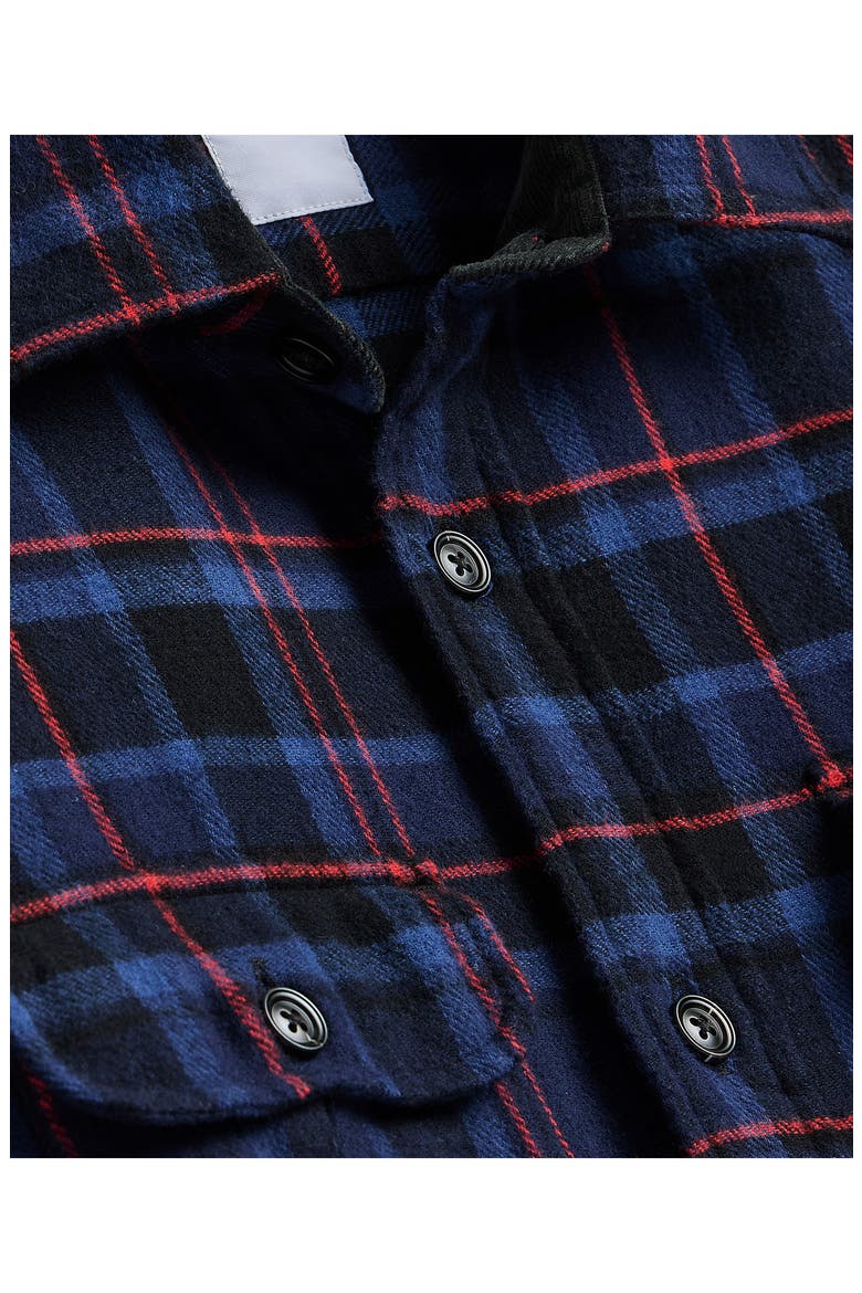 Plaid Cotton Flannel Button-Up Overshirt, Alternate, color, BLACKPLAID