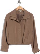 MAX STUDIO Bubble Hem Crop Bomber Jacket