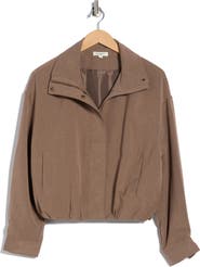 MAX STUDIO Bubble Hem Crop Bomber Jacket