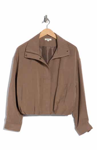 MAX STUDIO Bubble Hem Crop Bomber Jacket