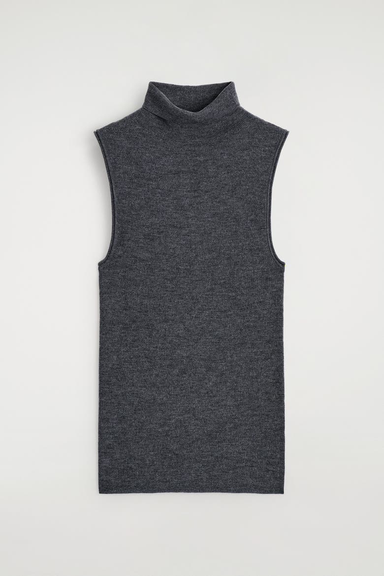 Seamless Merino Wool Turtleneck Top, Alternate, color, CHARCOAL MÉLANGE