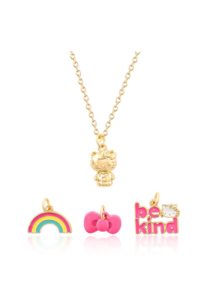 Charm Set with Necklace Chain, Main, color, Gold, pink