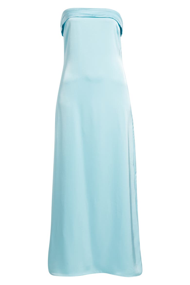 Strapless Satin Gown, Alternate, color, BLUE AQUA