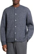 Theory Oversize Ribbed Wool & Cotton Crewneck Cardigan