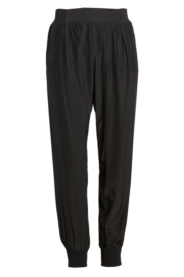 Silk Joggers, Alternate, color, BLACK