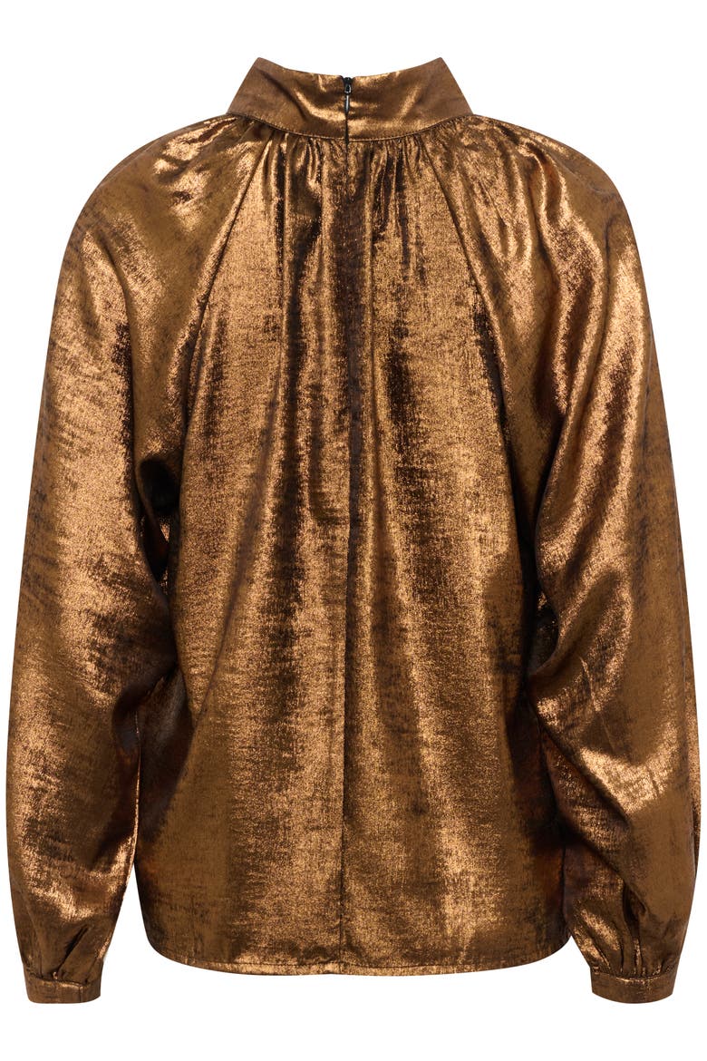 SLElvie Funnel Neck Metallic Blouse, Alternate, color, Copper