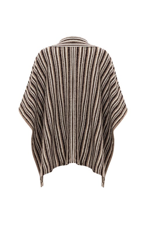 Labeca London Juniper Striped Wool Cape In Black