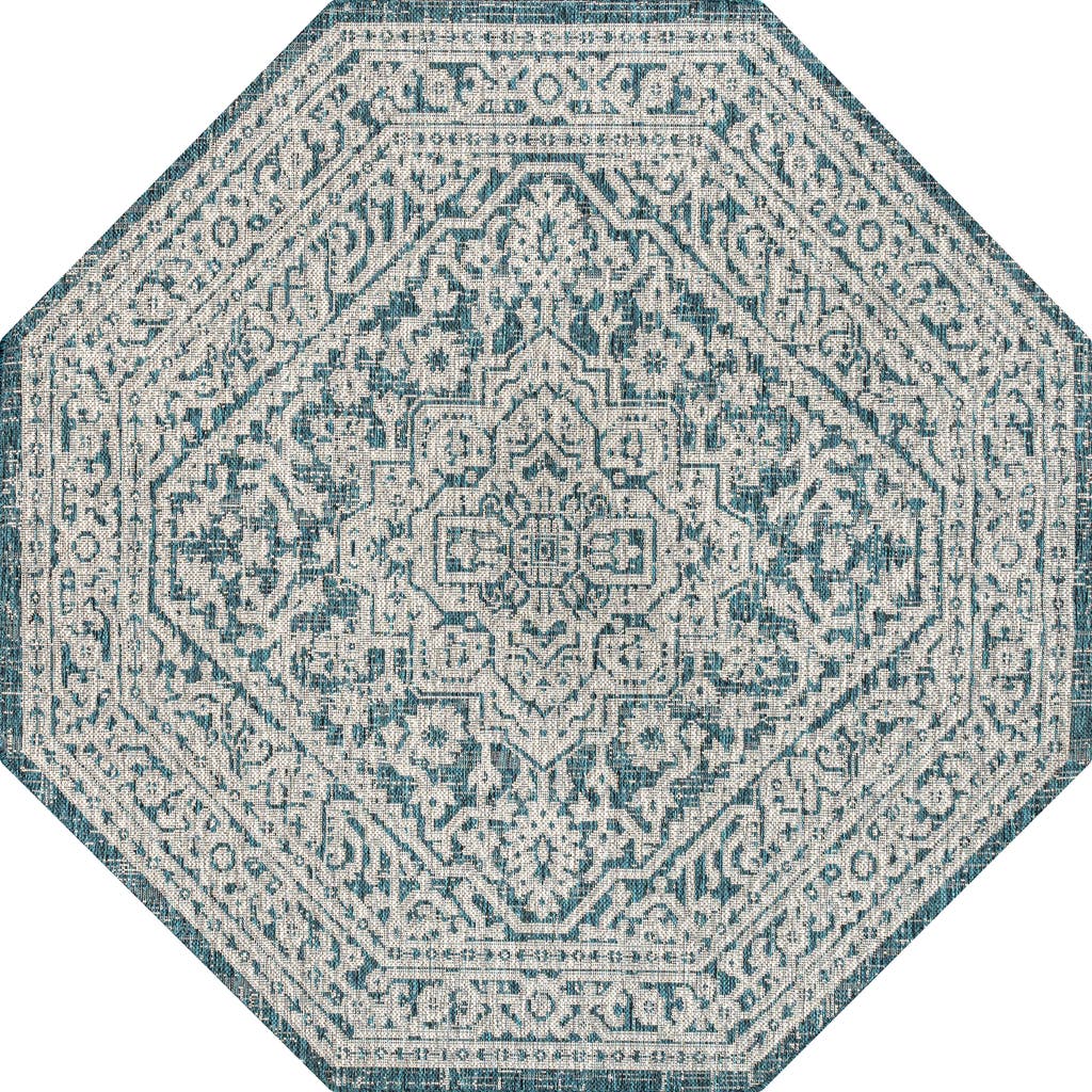 Jonathan Y Sinjuri Medallion Textured Weave Octagon Indoor/outdoor Area Rug In Green