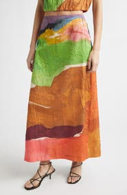 Ulla Johnson x Helen Frankenthaler Inez Crinkled Satin Pencil Skirt