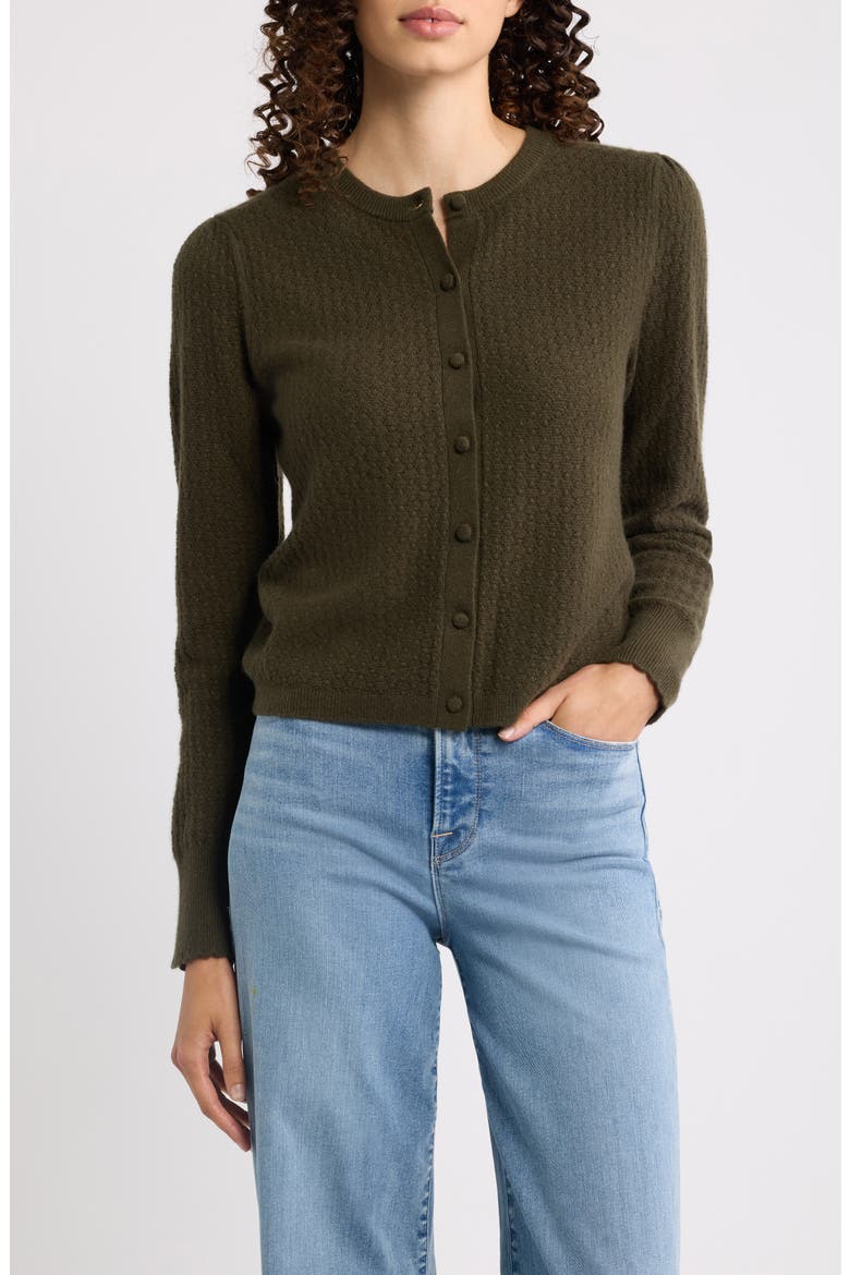 The Honeycomb Cashmere Cardigan, Main, color, DEEP OLIVE