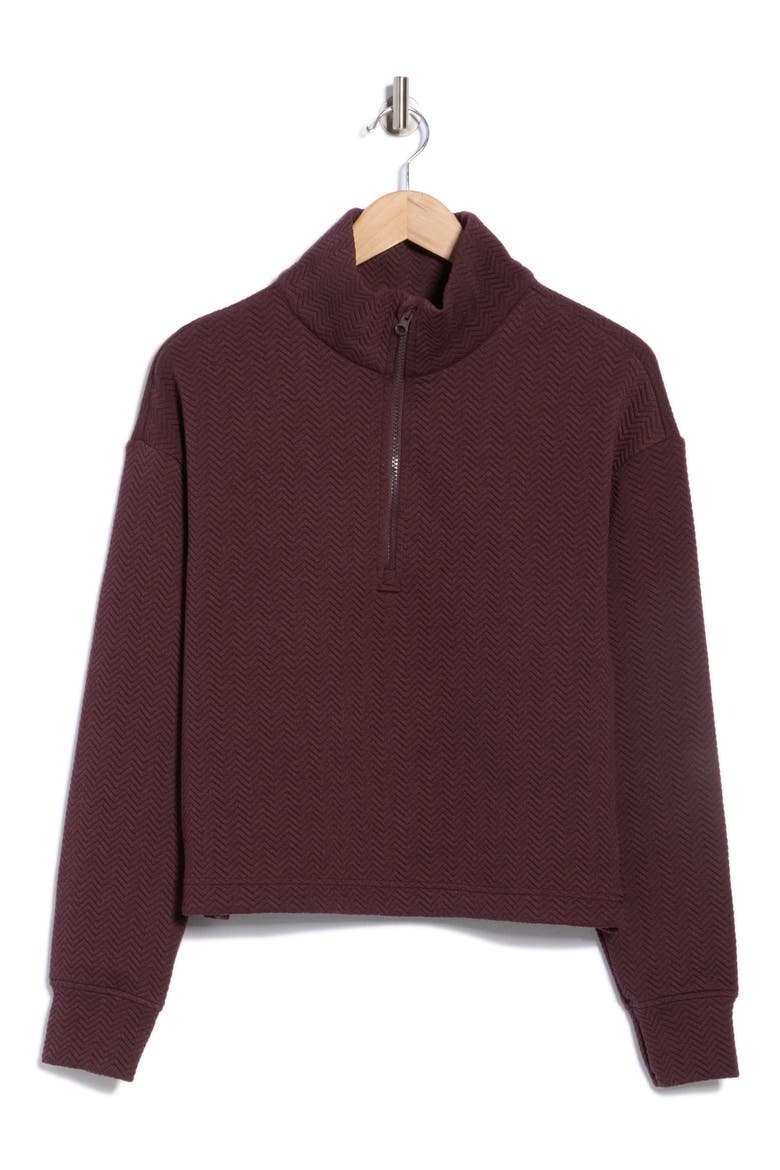After Match Chevron Quarter Zip Sweatshirt, Alternate, color, BURGUNDY FUDGE