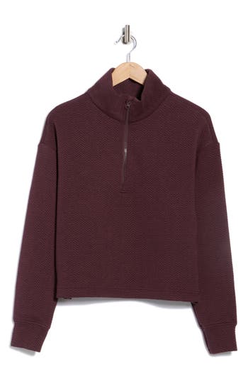 Z By Zella After Match Chevron Quarter Zip Sweatshirt In Burgundy