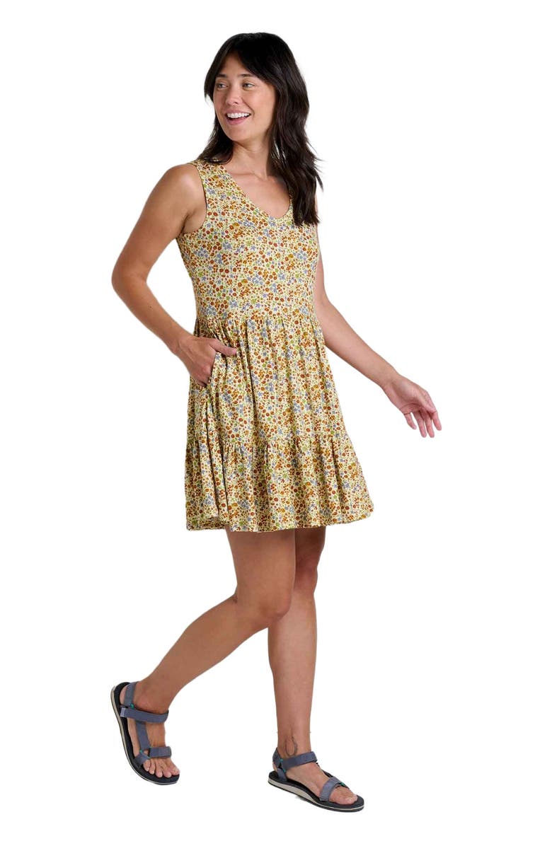 Toad & Co Marley Tiered Sleeveless Dress, Main, color, Cinnamon Ditsy Print