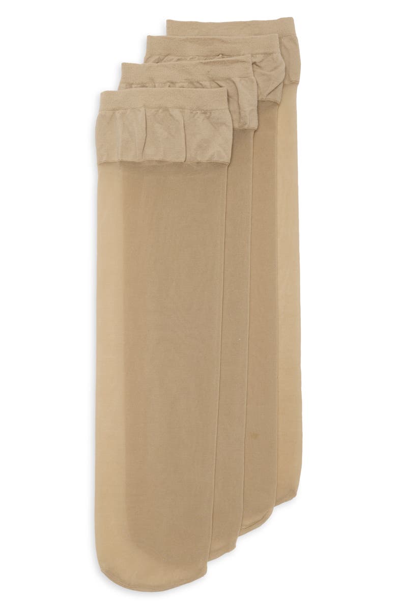 NORDSTROM RACK Knee High Sheer Socks - Pack of 2, Alternate, color, Beige Linen