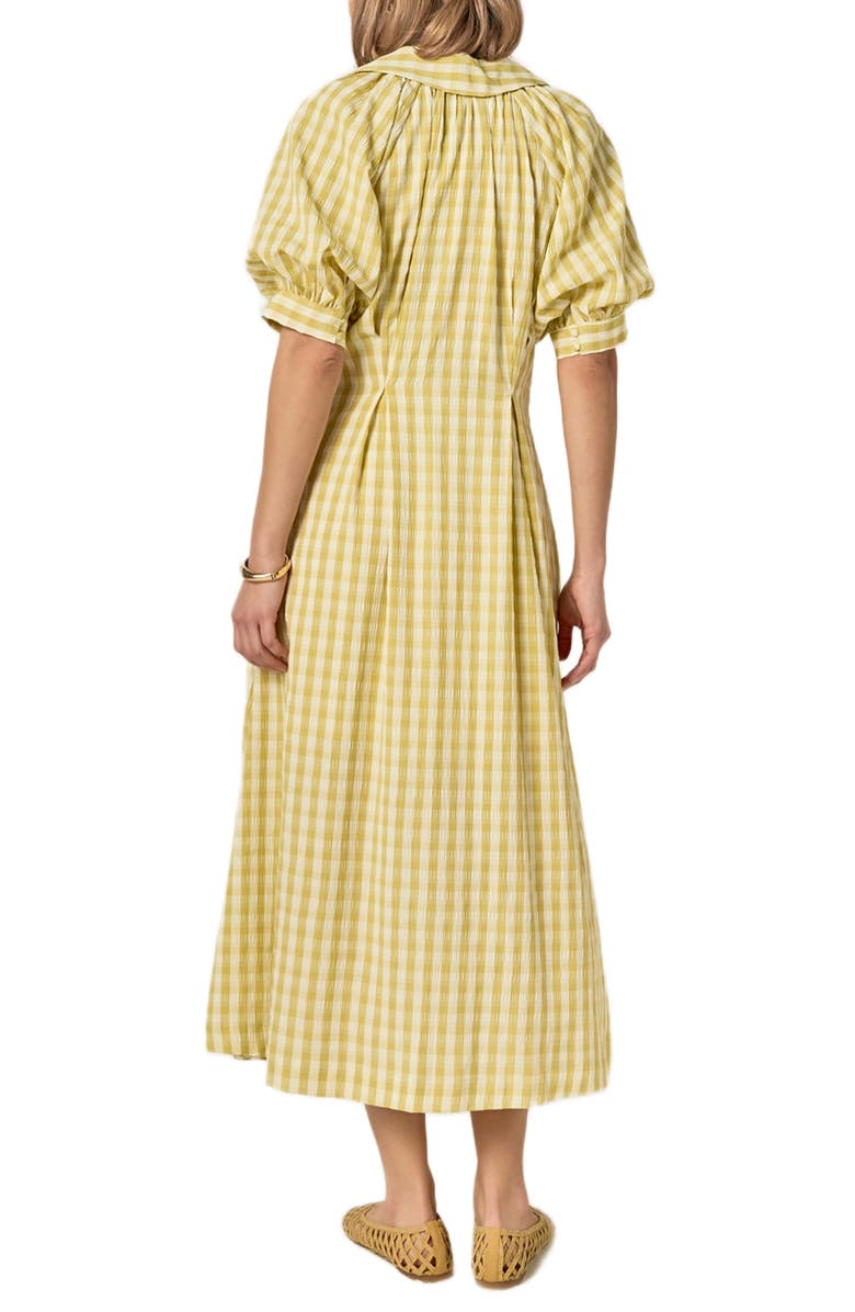 English Factory Gingham Puff Sleeve Seersucker Shirtdress, Alternate, color, Pistachio