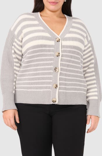 Halogen ® Variegated Stripe Cotton Blend Cardigan