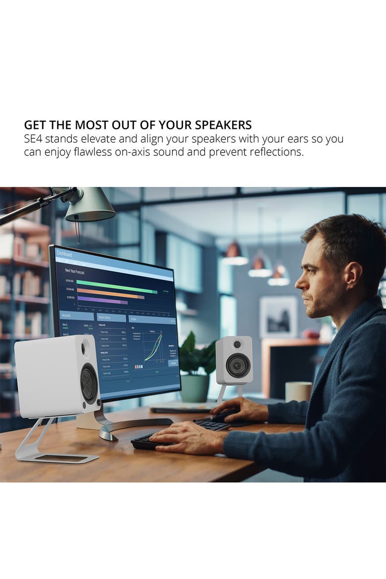 Elevated Desktop Speaker Stands for Midsize Speakers - Pair, Alternate, color, White
