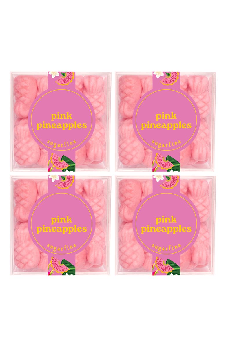 sugarfina Pink Pineapples Set of 4 Candy Cubes, Main, color, 