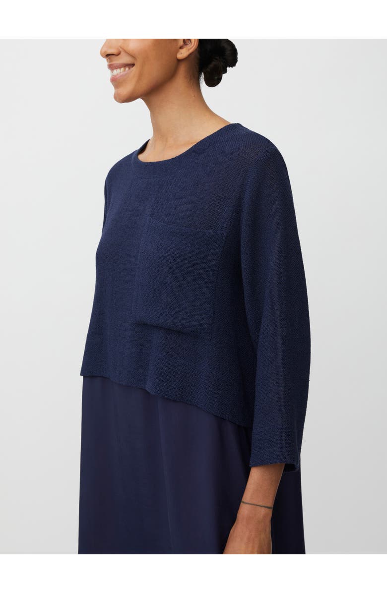 Masai Copenhagen MaNonah 3/4 Sleeve Layered Midi Dress, Alternate, color, Navy Blazer