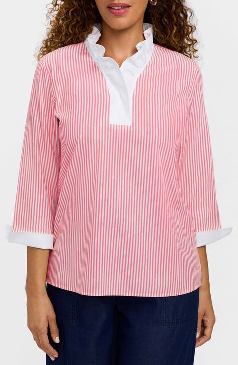 Tammy Ruffle Collar Cotton Top