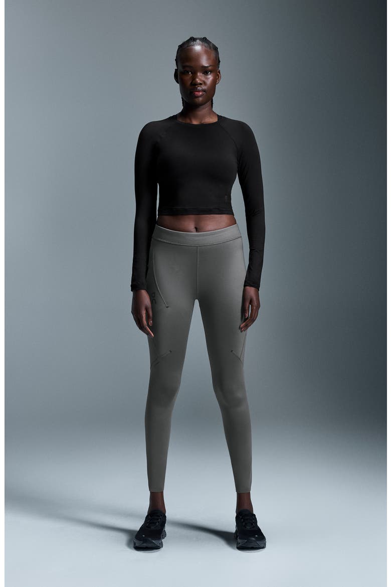 Studio Long Sleeve Crop Top, Alternate, color, BLACK