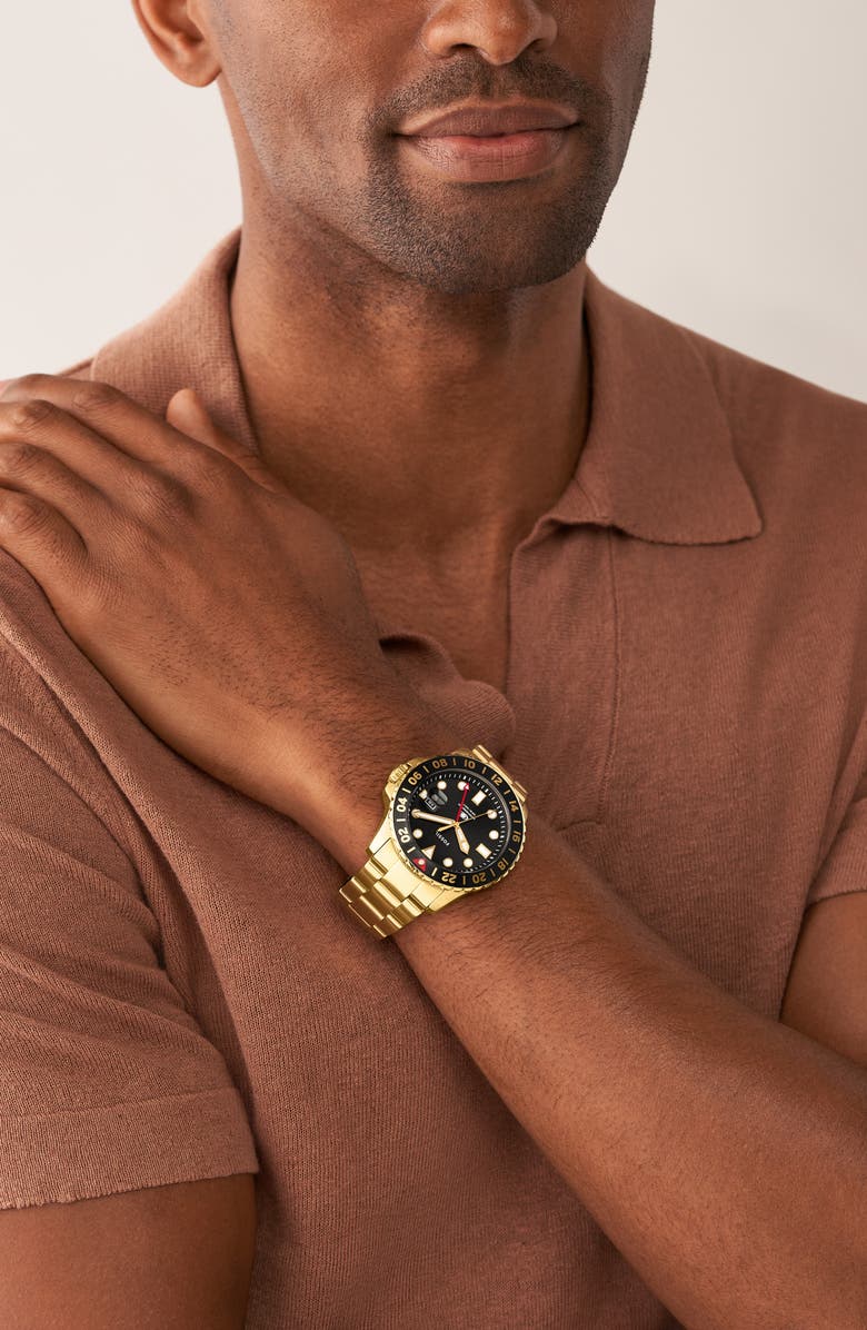 Fossil Blue GMT Bracelet Watch, 46mm, Alternate, color, Gold