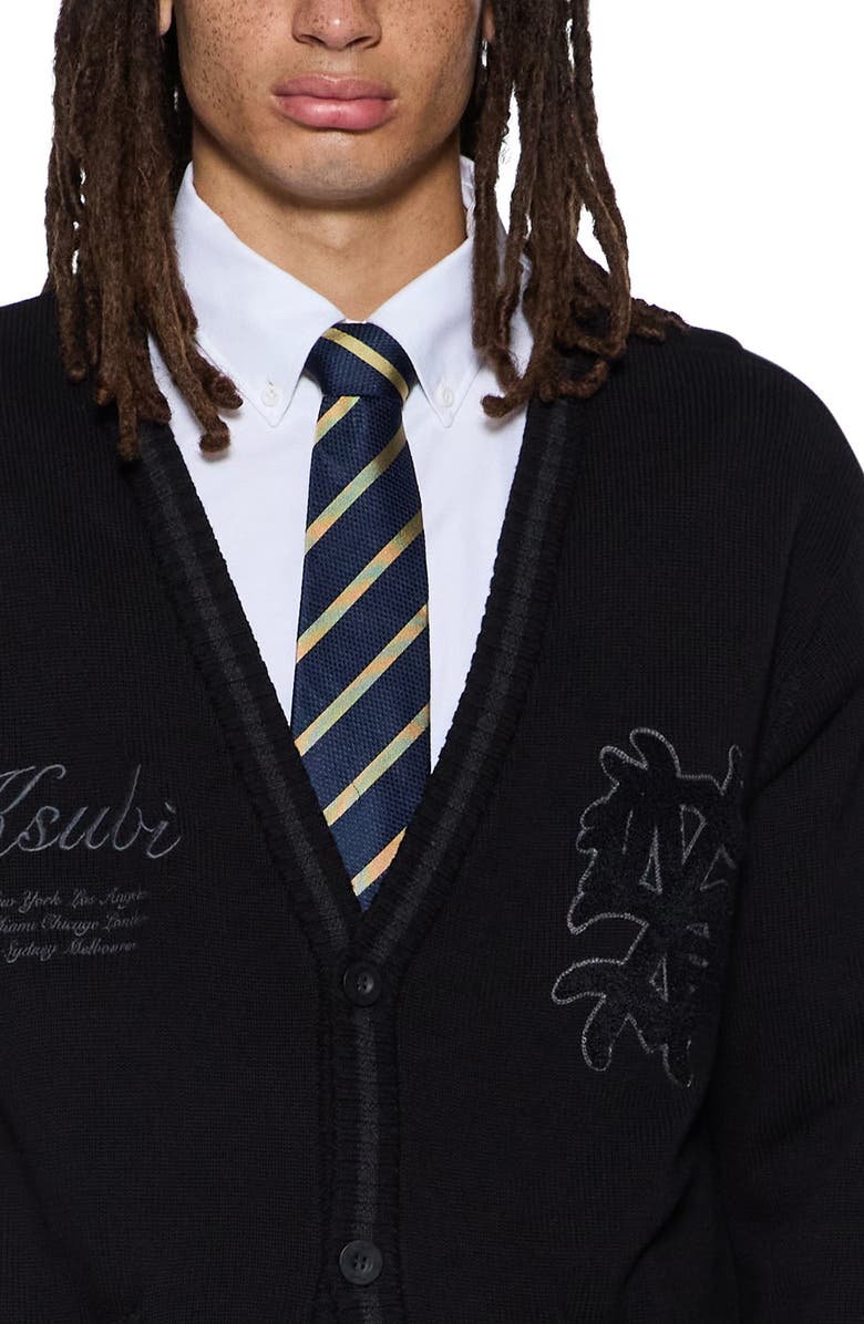 Ksubi Playoff Cotton Graphic Cardigan, Alternate, color, Black