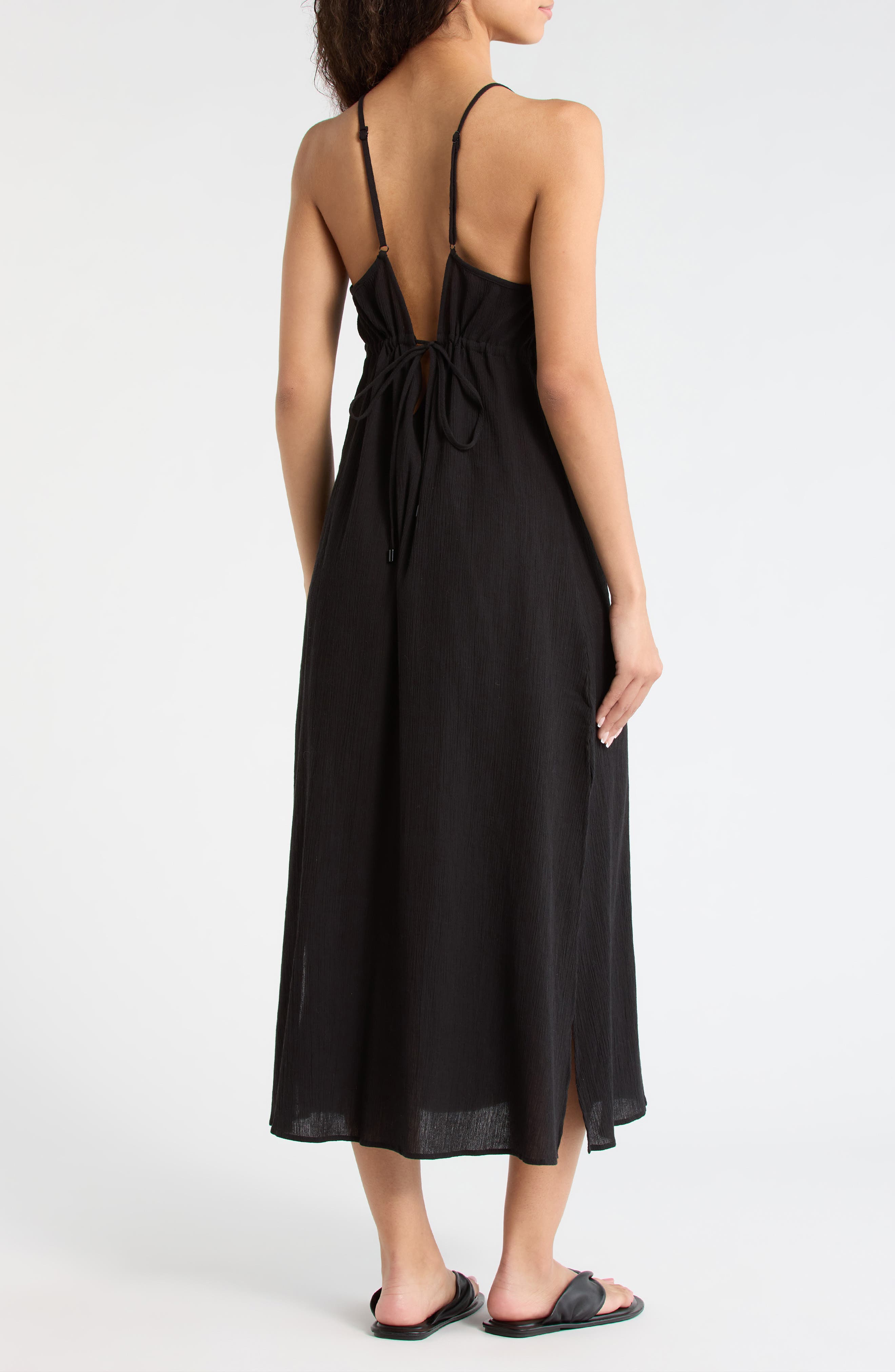 open-back midi cover-up dress in crinkle cotton Open-Back Midi Cover-Up Dress in Crinkle Cotton