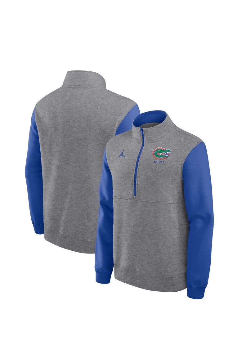 Men's Jordan Brand Heather Gray Florida Gators Club Fleece Half-Zip Pullover, Main, color, Heather Gray