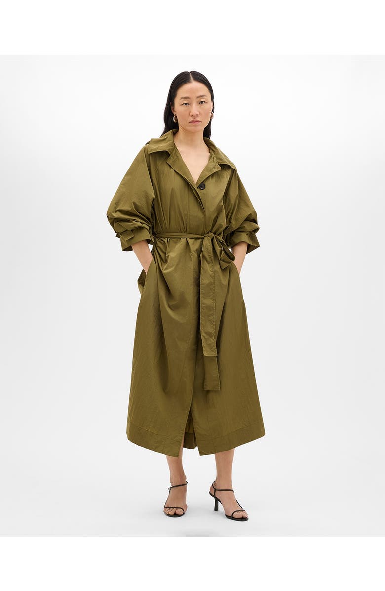 Another Tomorrow Recycled Nylon Trench, Main, color, Olive