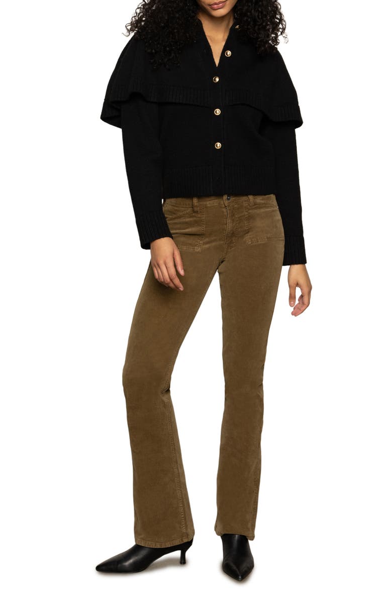 Cape Detail Cardigan, Alternate, color, BLACK