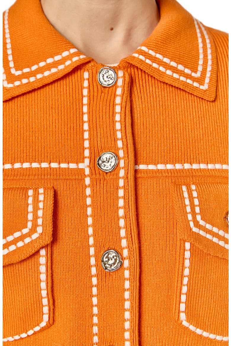 Denim Look Collared Cardigan, Alternate, color, ORANGE
