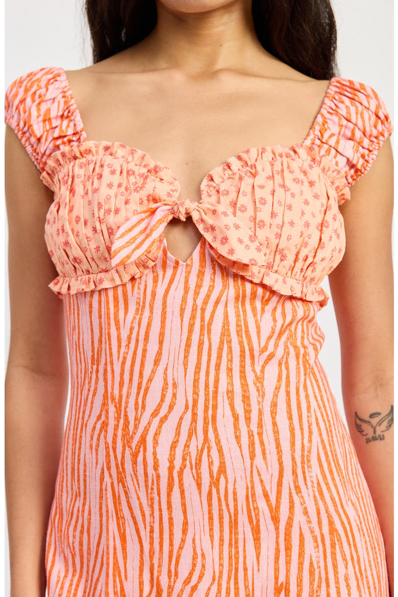 Vicky Mixed Media Minidress, Alternate, color, ORANGE LILAC MULTI