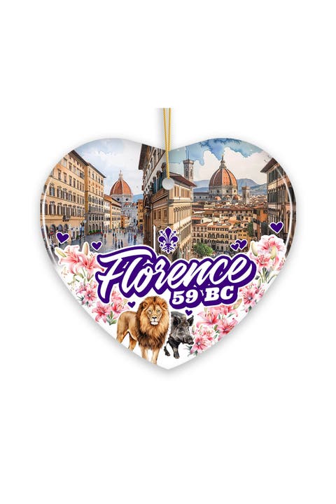 Florence Illustrated Scenery Heart Ceramic Ornament