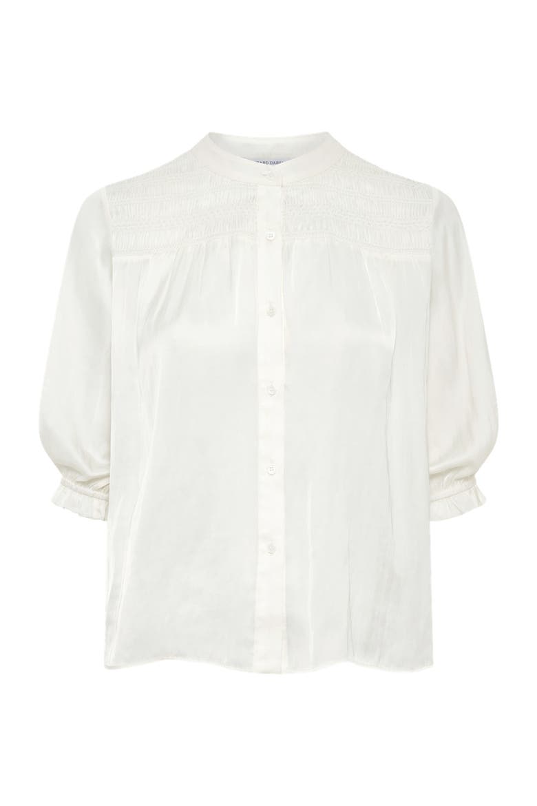 Catrine Satin Shirt With Mandarin Collar, Alternate, color, Ecru