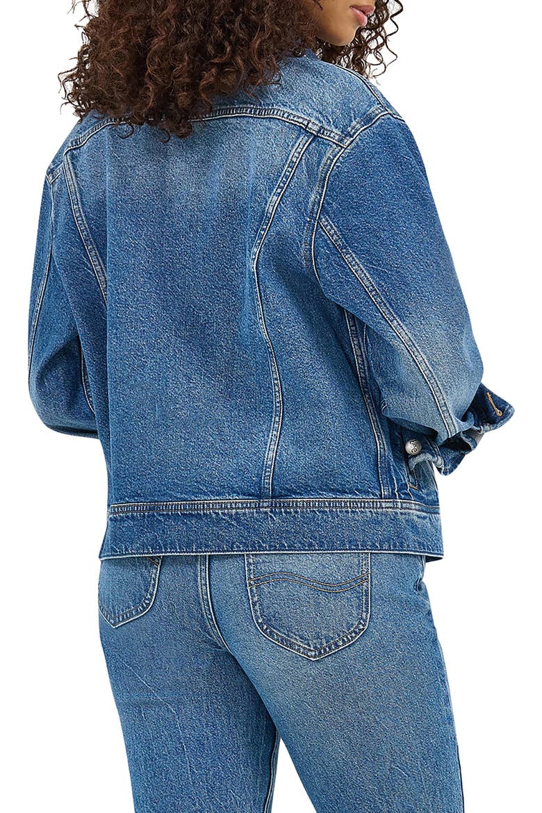 Loose Rider Denim Trucker Jacket, Alternate, color, MID CHAPTER